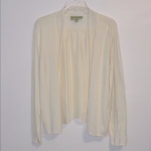Sigrid Olsen Size L Cream Silk & Knit Women’s Long Sleeve Open Dressy Cardigan